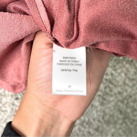 Young Fabulous and Broke Top Women’s Medium Pink Suede Off-The-Shoulder - Picture 4 of 4
